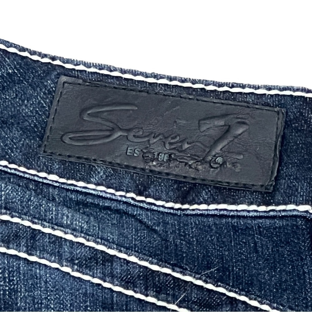 Seven7 Dark Wash White stitching embellished pocket Skinny leg Jeans Size 31 - Picture 6 of 10